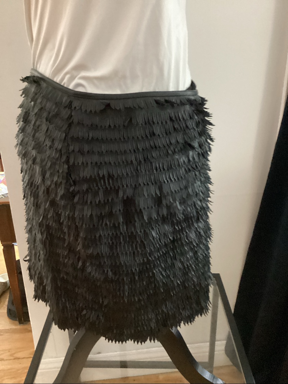 Max Studio Black Feather-Effect Pencil Skirt